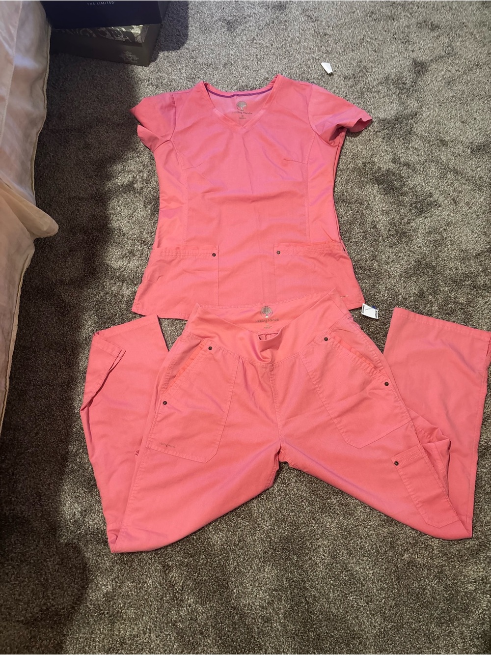 healing hands Pink Scrub Top and Pants Set